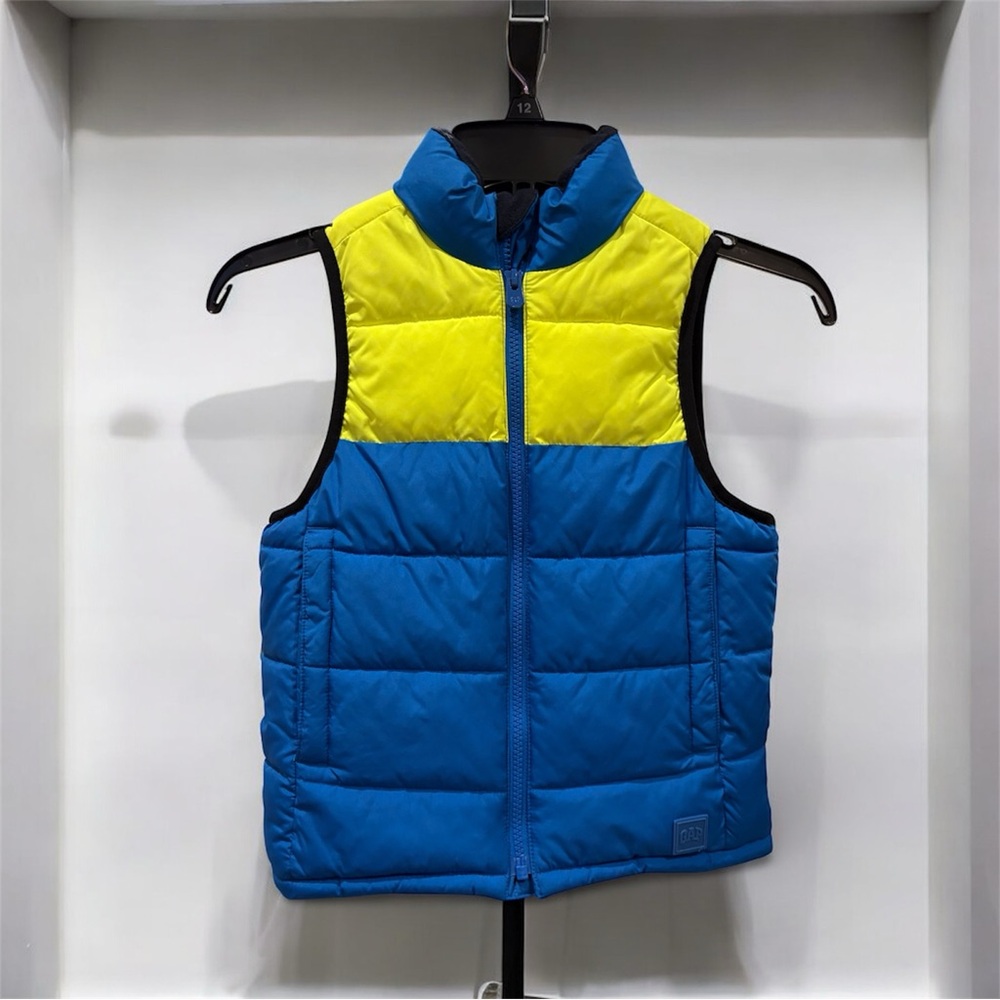 🔥Gap Kids 🔥Puffer Vest Blue & Yellow Colorblock Winter Layer | NWOT | XS